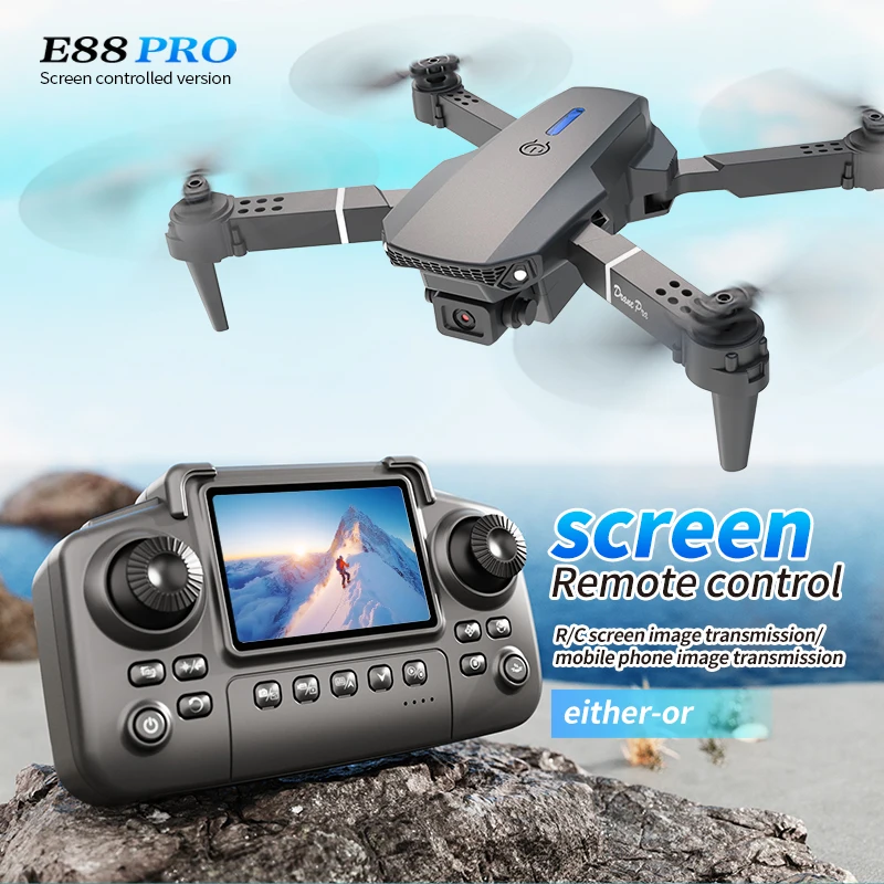 Rc Drone Uav - Profesyonel E88 PRO Drone, Ekranlı 8K