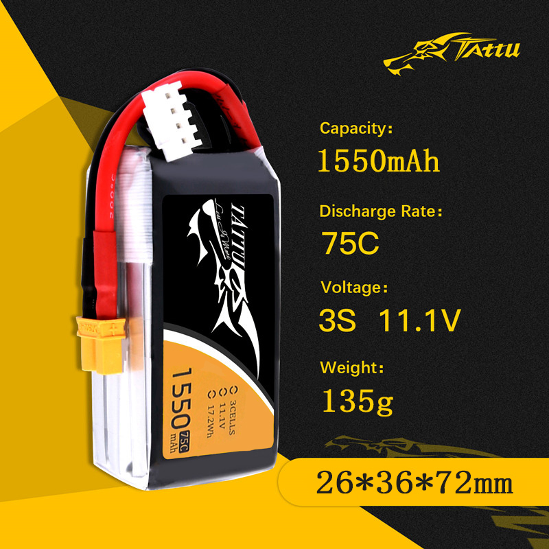 TATTU 3S 11.1V 1550mAh RC LiPo - Drone Carrera Rc incelemesi ve fiyatı